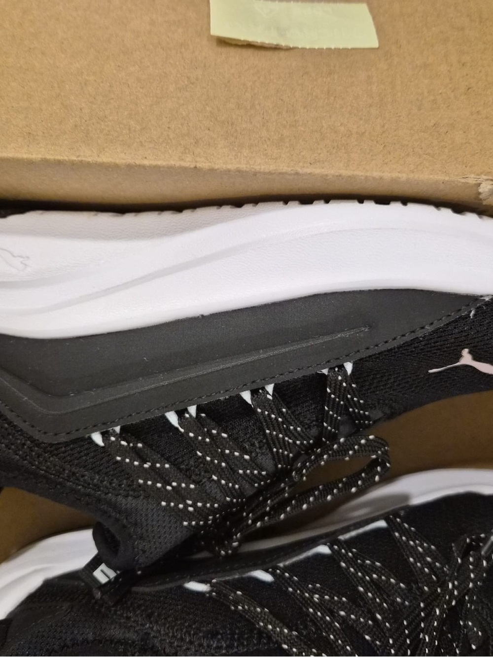 Puma Black and White Knit Lace-Up Sneakers - Picture 4 of 9